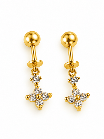 GOLDEN DIAMOND FLORAL ANNIKA HELIX EARRINGS