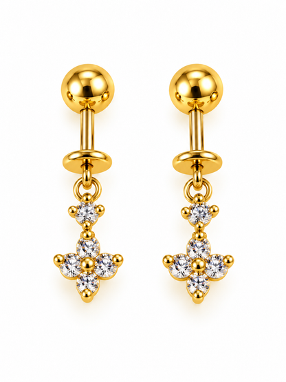 GOLDEN DIAMOND FLORAL ANNIKA HELIX EARRINGS