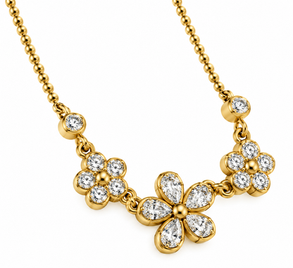 GOLDEN DIAMOND FLORAL AURA NECKLACE
