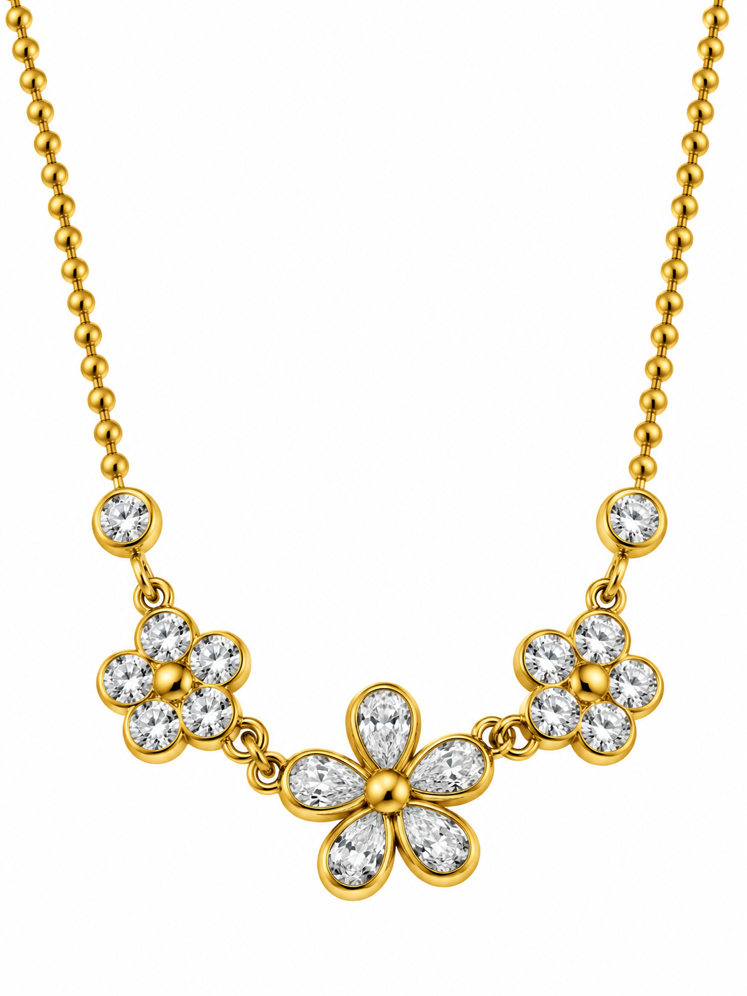 GOLDEN DIAMOND FLORAL AURA NECKLACE
