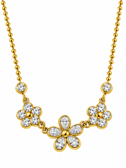 GOLDEN DIAMOND FLORAL AURA NECKLACE