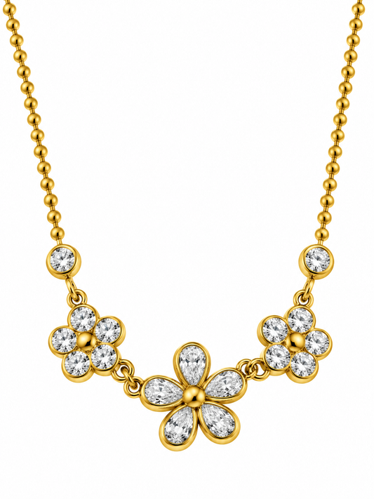 GOLDEN DIAMOND FLORAL AURA NECKLACE