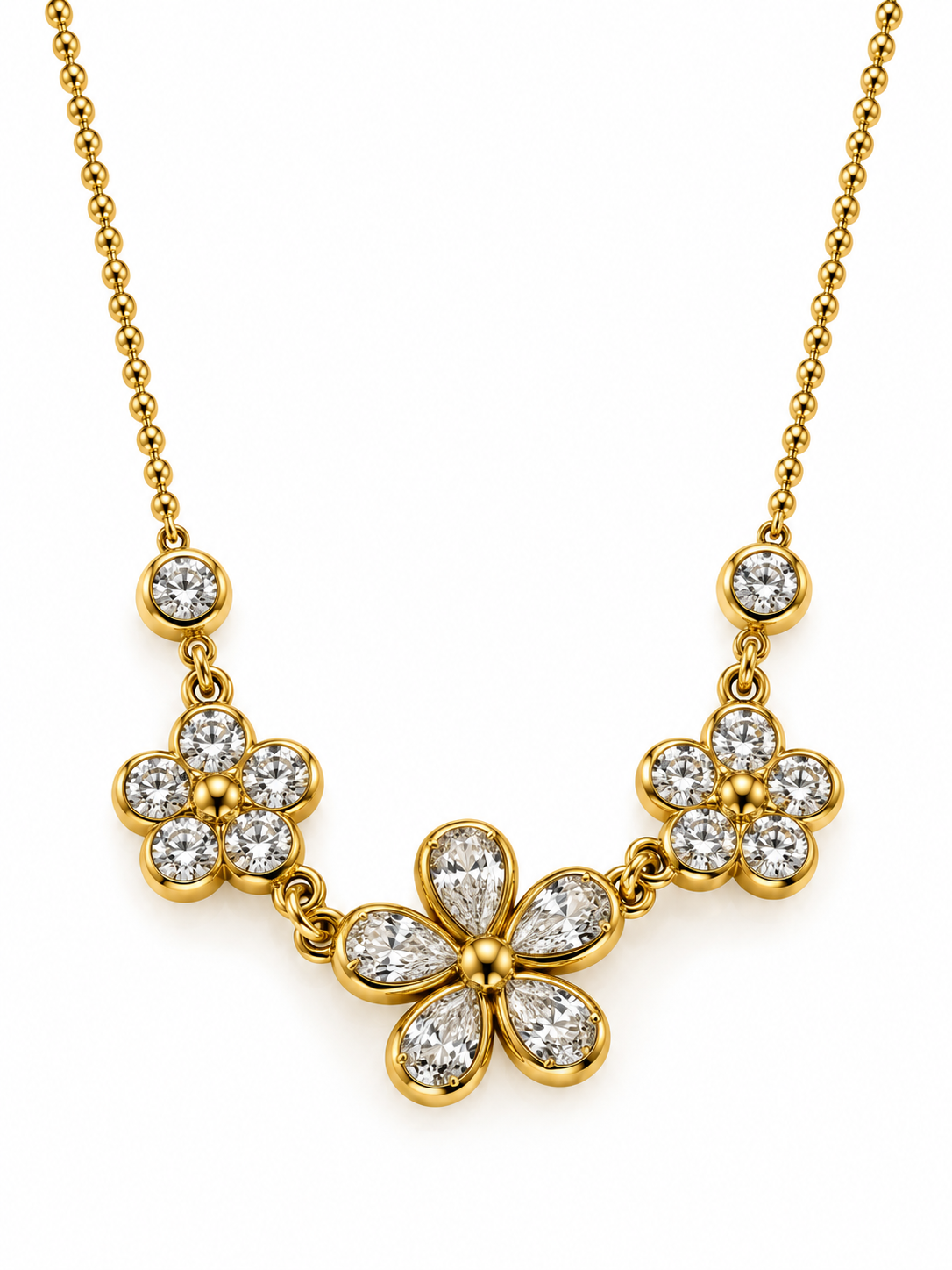 GOLDEN DIAMOND FLORAL AURA NECKLACE