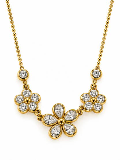GOLDEN DIAMOND FLORAL AURA NECKLACE