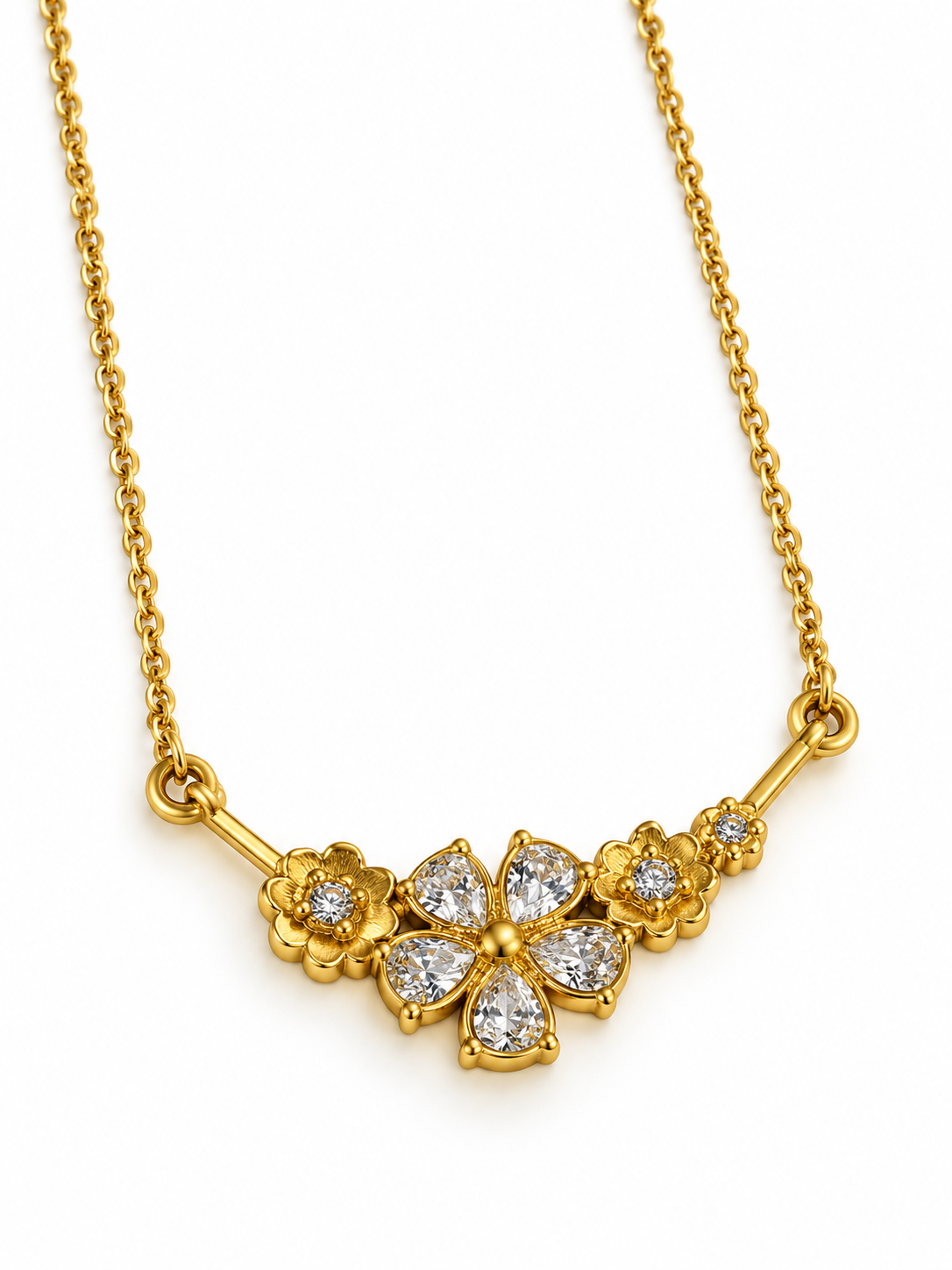 GOLDEN DIAMOND FLORAL CORINNE NECKLACE