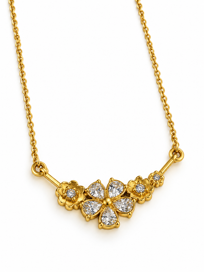 GOLDEN DIAMOND FLORAL CORINNE NECKLACE