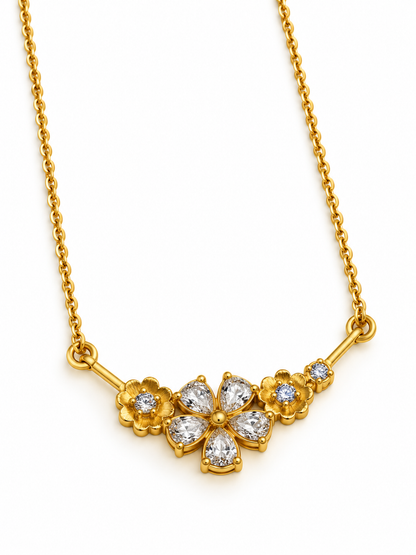 GOLDEN DIAMOND FLORAL CORINNE NECKLACE
