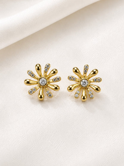 GOLDEN DIAMOND FLORAL SEREN EARRINGS