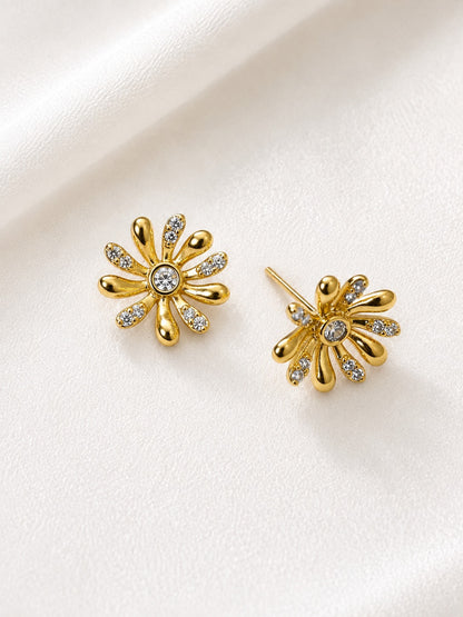 GOLDEN DIAMOND FLORAL SEREN EARRINGS