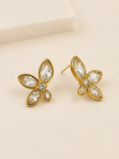 GOLDEN DIAMOND FLORAL THEA EARRINGS