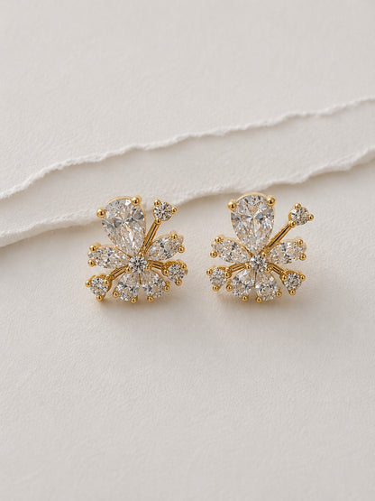 GOLDEN DIAMOND FLORAL TOMMY EARRINGS