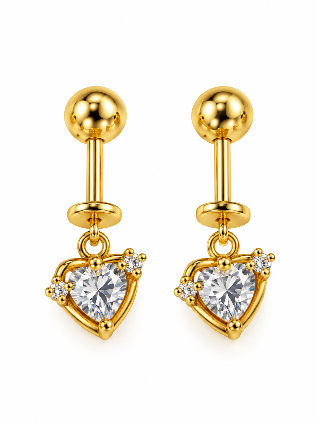 GOLDEN DIAMOND HEART ANNIKA HELIX EARRINGS