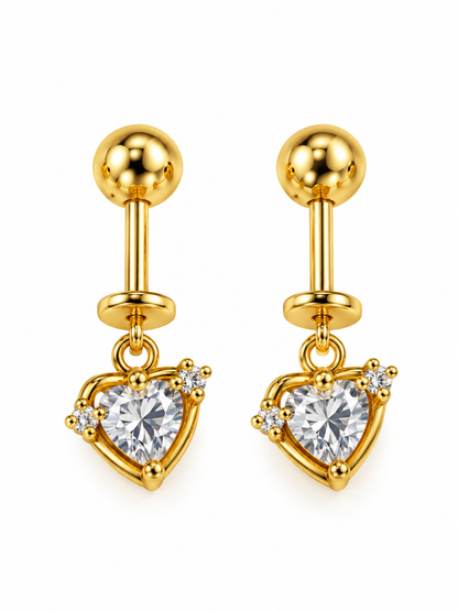 GOLDEN DIAMOND HEART ANNIKA HELIX EARRINGS