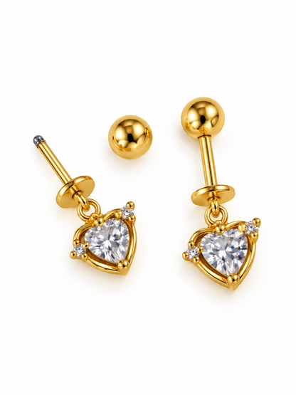 GOLDEN DIAMOND HEART ANNIKA HELIX EARRINGS