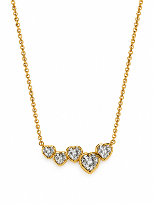 GOLDEN DIAMOND HEART RAINA NECKLACE