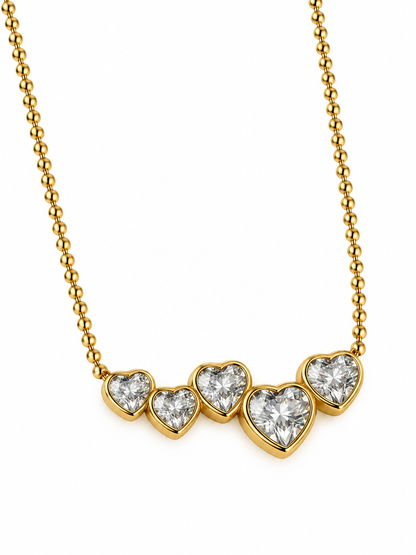 GOLDEN DIAMOND HEART RAINA NECKLACE