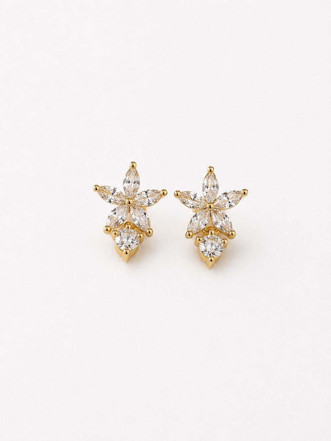 GOLDEN DIAMOND STAR PARKEY BALL BACK EARRINGS