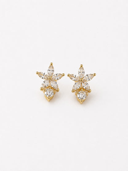 GOLDEN DIAMOND STAR PARKEY BALL BACK EARRINGS