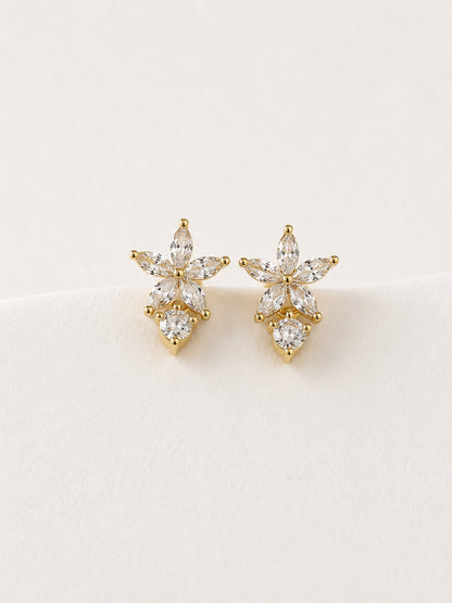 GOLDEN DIAMOND STAR PARKEY BALL BACK EARRINGS
