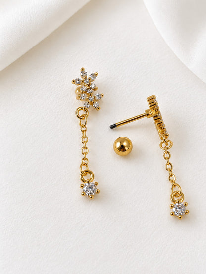 GOLDEN FLORAL BECA BALL BACK EARRINGS