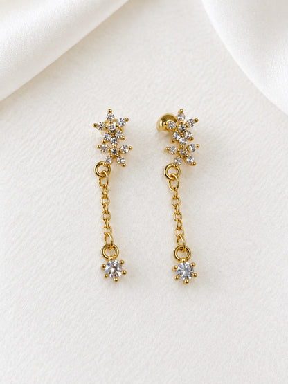 GOLDEN FLORAL BECA BALL BACK EARRINGS