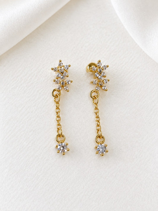 GOLDEN FLORAL BECA BALL BACK EARRINGS