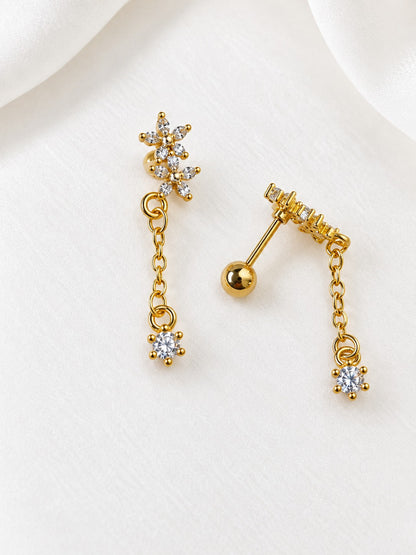 GOLDEN FLORAL BECA BALL BACK EARRINGS