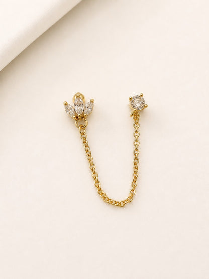 GOLDEN FLORAL DIAMOND BLAKE BALL BACKEARRINGS