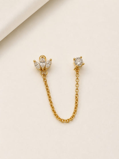 GOLDEN FLORAL DIAMOND BLAKE BALL BACKEARRINGS