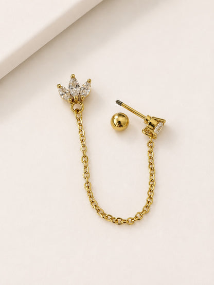 GOLDEN FLORAL DIAMOND BLAKE BALL BACKEARRINGS