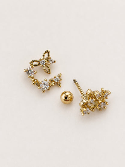 GOLDEN FLORAL VEIN REESE BALL BACK EARRINGS
