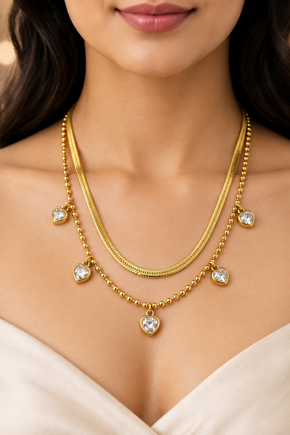 GOLDEN LAYERED DIAMOND ROXY NECKLACE