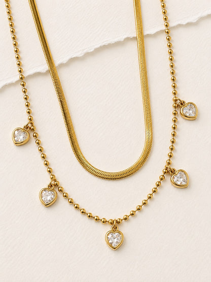 GOLDEN LAYERED DIAMOND ROXY NECKLACE