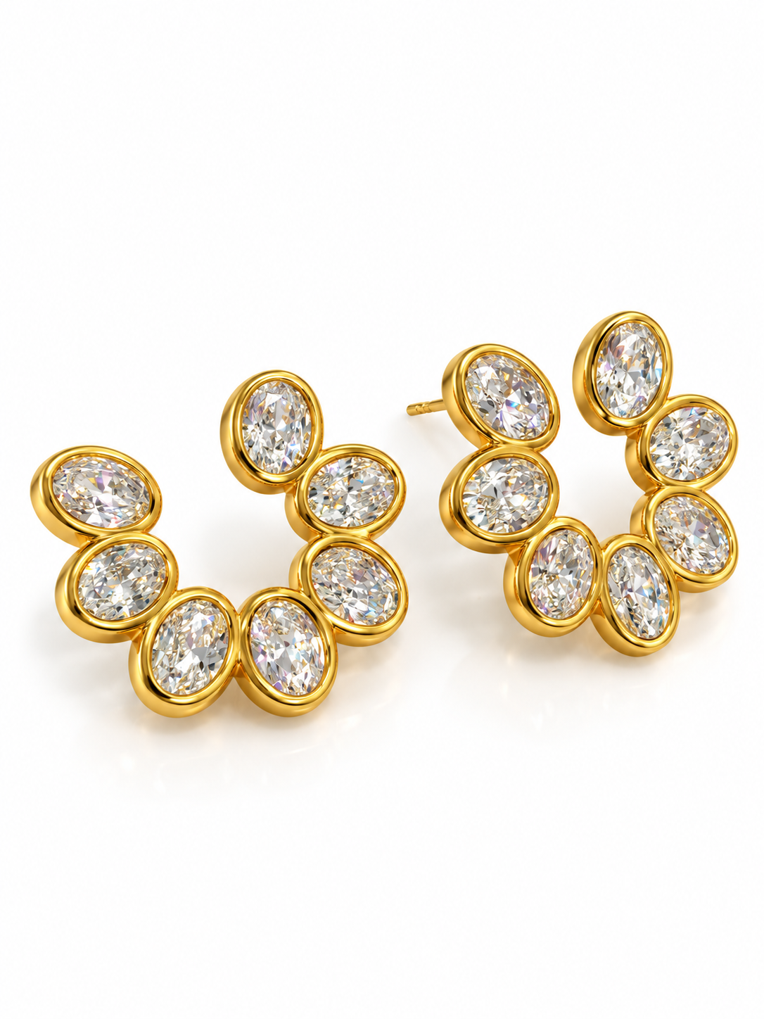 GOLDEN OVAL DIAMOND JANELLE EARRINGS