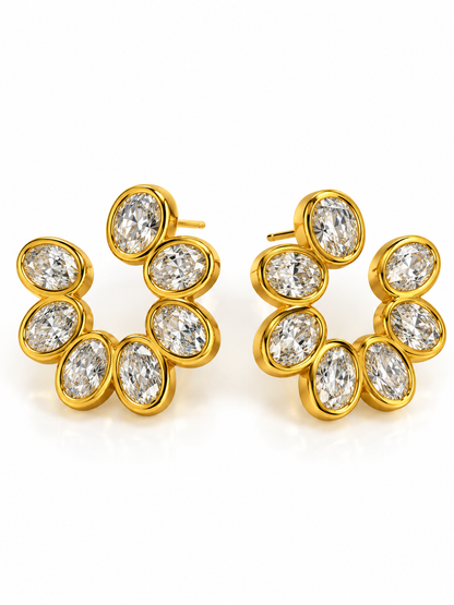GOLDEN OVAL DIAMOND JANELLE EARRINGS