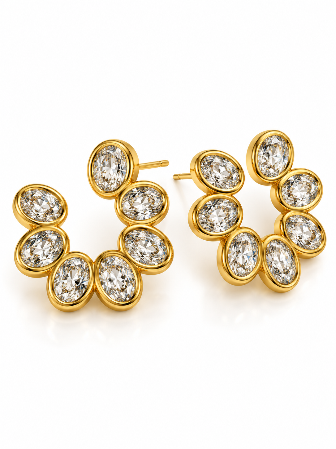GOLDEN OVAL DIAMOND JANELLE EARRINGS