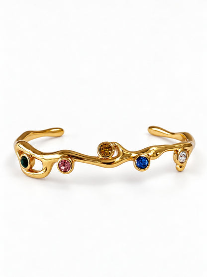 MULTI STONE AILAANY BRACELET (CUFF)