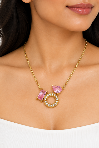 PINK GEOMETRIC PRESTON NECKLACE