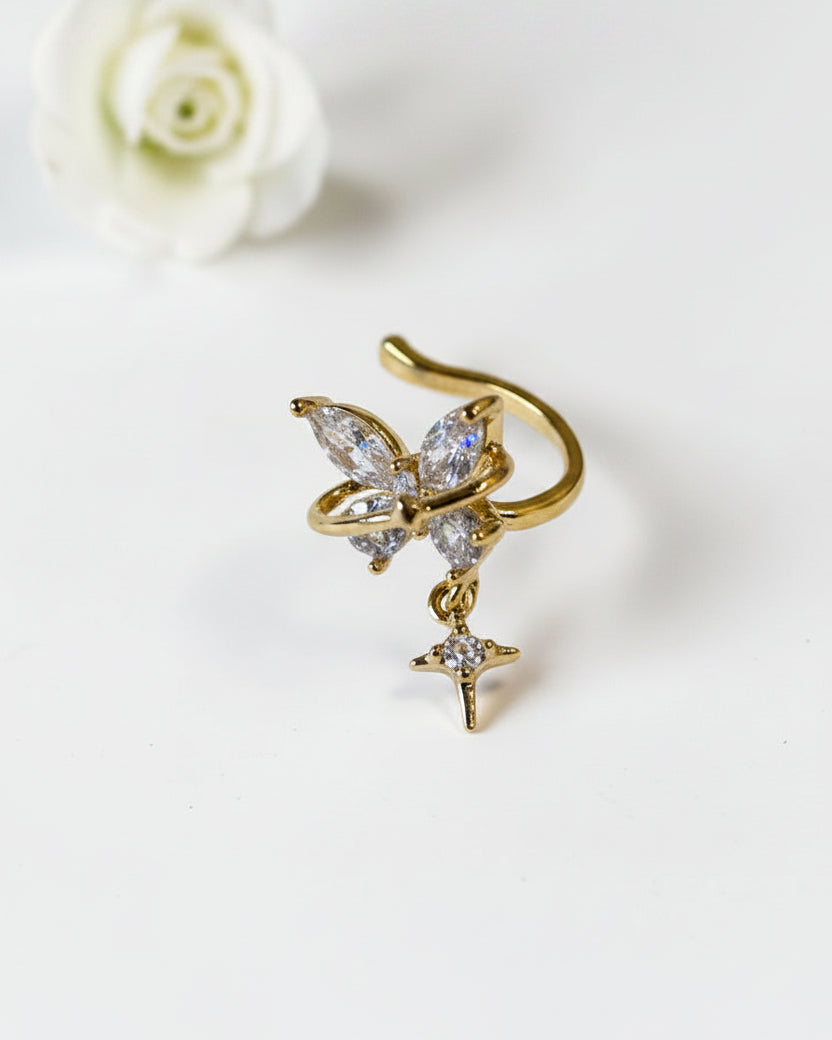 GOLDEN DIAMOND BUTTERFLY ELOUISE EAR CUFF