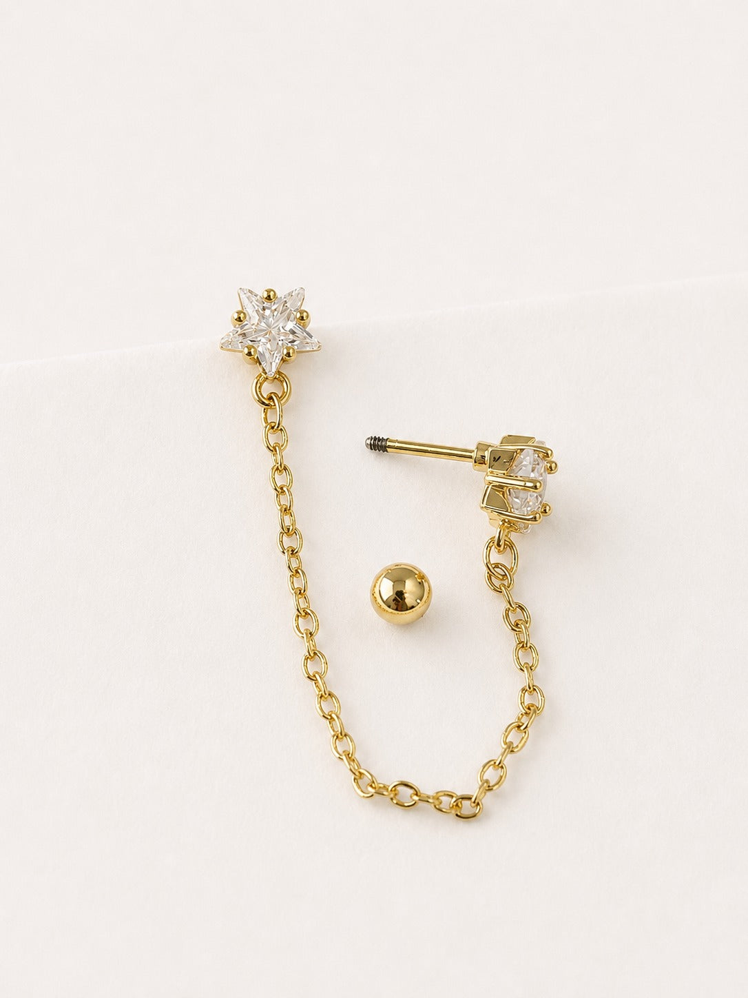GOLDEN STAR DIAMOND OAKLEY BALL BACK EARRINGS