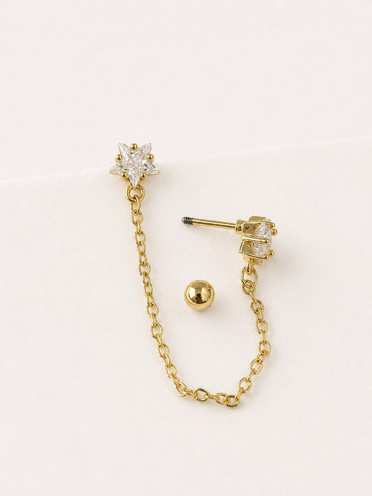 GOLDEN STAR DIAMOND OAKLEY BALL BACK EARRINGS