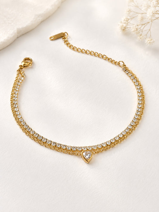 GOLDEN LAYERED DIAMOND CHAIN BARTEK BRACELET