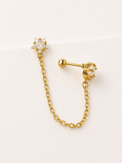 GOLDEN STAR DIAMOND OAKLEY BALL BACK EARRINGS