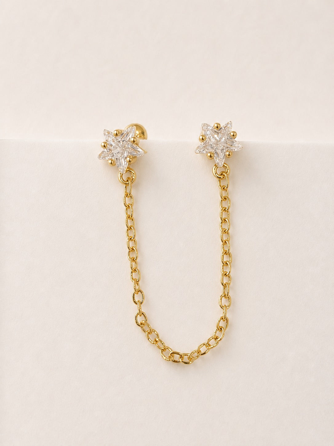 GOLDEN STAR DIAMOND OAKLEY BALL BACK EARRINGS