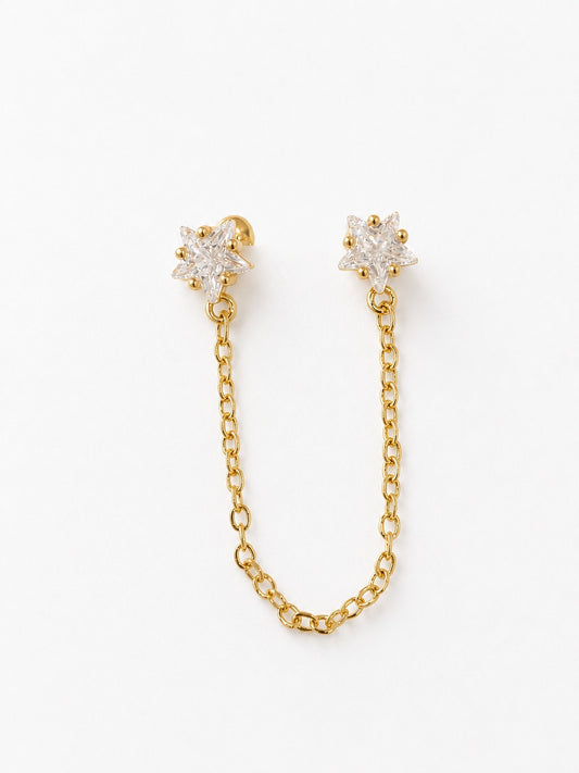 GOLDEN STAR DIAMOND OAKLEY BALL BACK EARRINGS