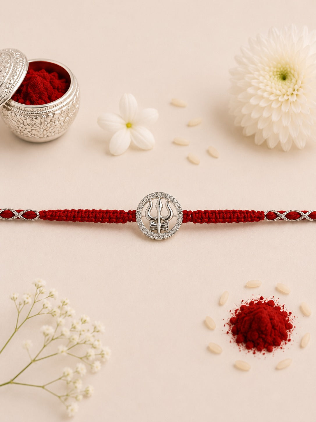 TRISHUL DAMRU TRIPTI PURE SILVER RAKHI