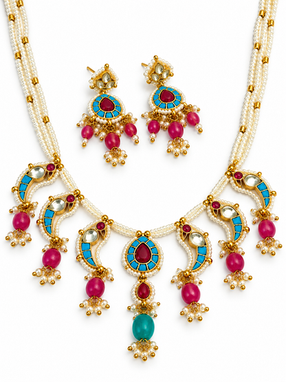 TURQUOISE MEENAKSHI HERITAGE JEWELLERY SET