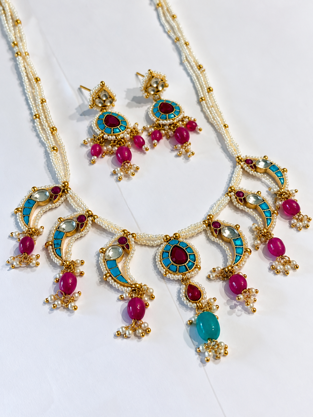 TURQUOISE MEENAKSHI HERITAGE JEWELLERY SET