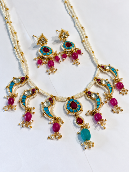 TURQUOISE MEENAKSHI HERITAGE JEWELLERY SET