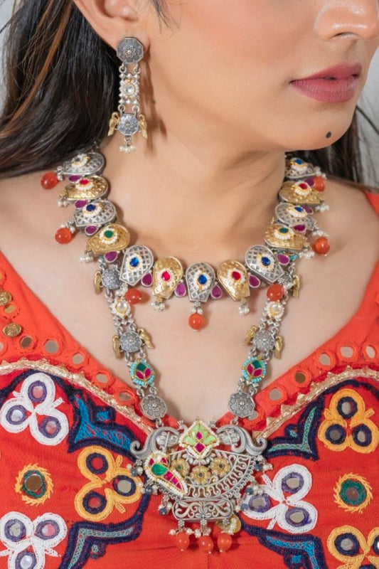 RUBY KIRTI GERMAN SILVER JEWELLERY SET